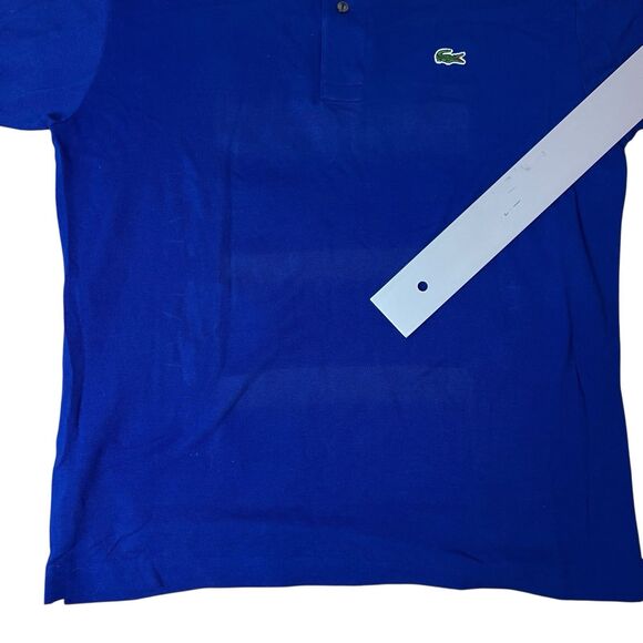Lacoste Polo Shirt Mens Large Blue Cotton Short Sleeve Logo DIY Repair Flawed - Picture 4 of 11